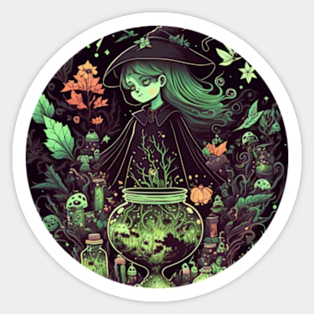 Herbal Potion Little Witch Sticker by UnrealArtDude